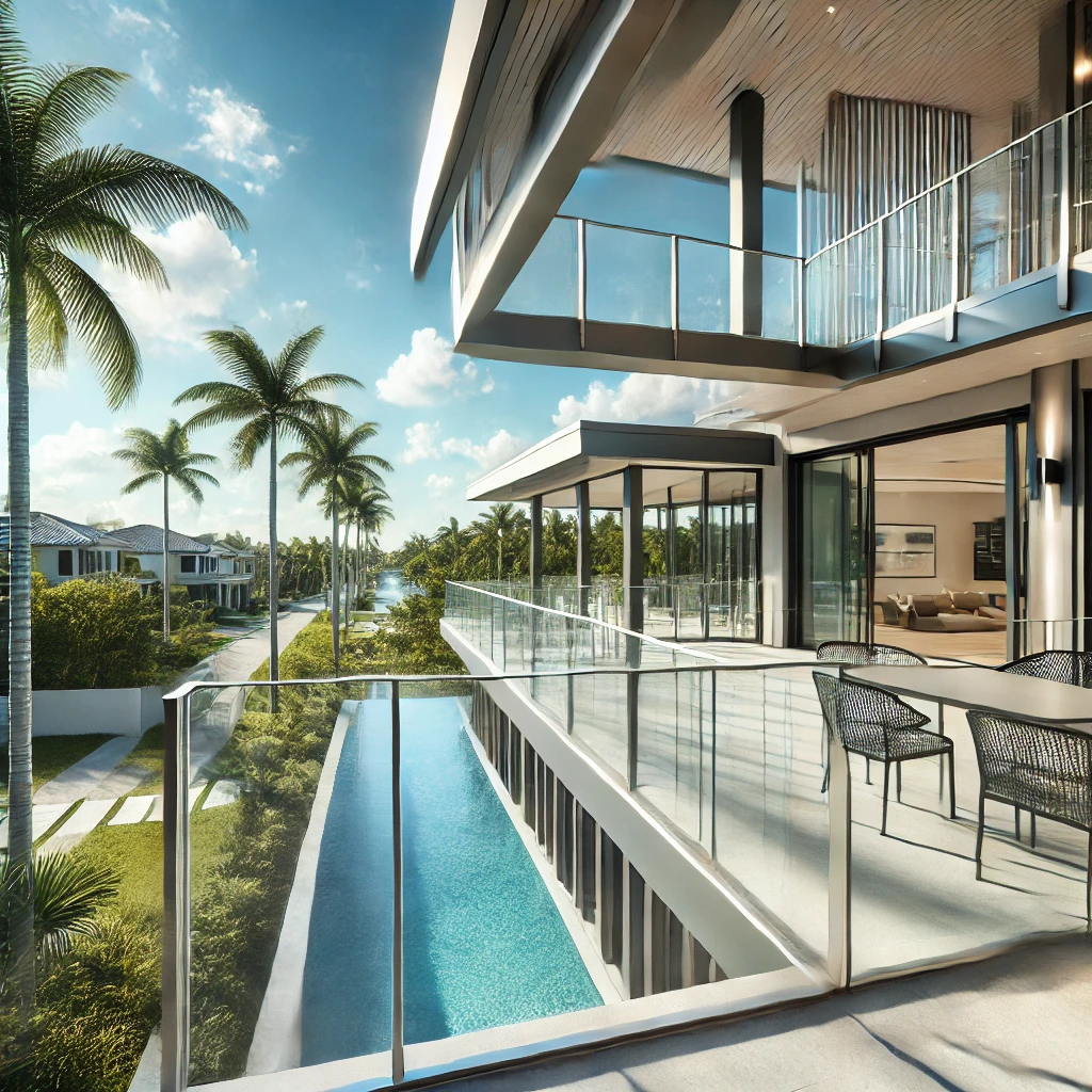 Custom balcony railings for luxury homes in Naples, FL. Expertly designed and installed metal and glass railings for residential balconies. Contact us for a free consultation. naplesrailing.com