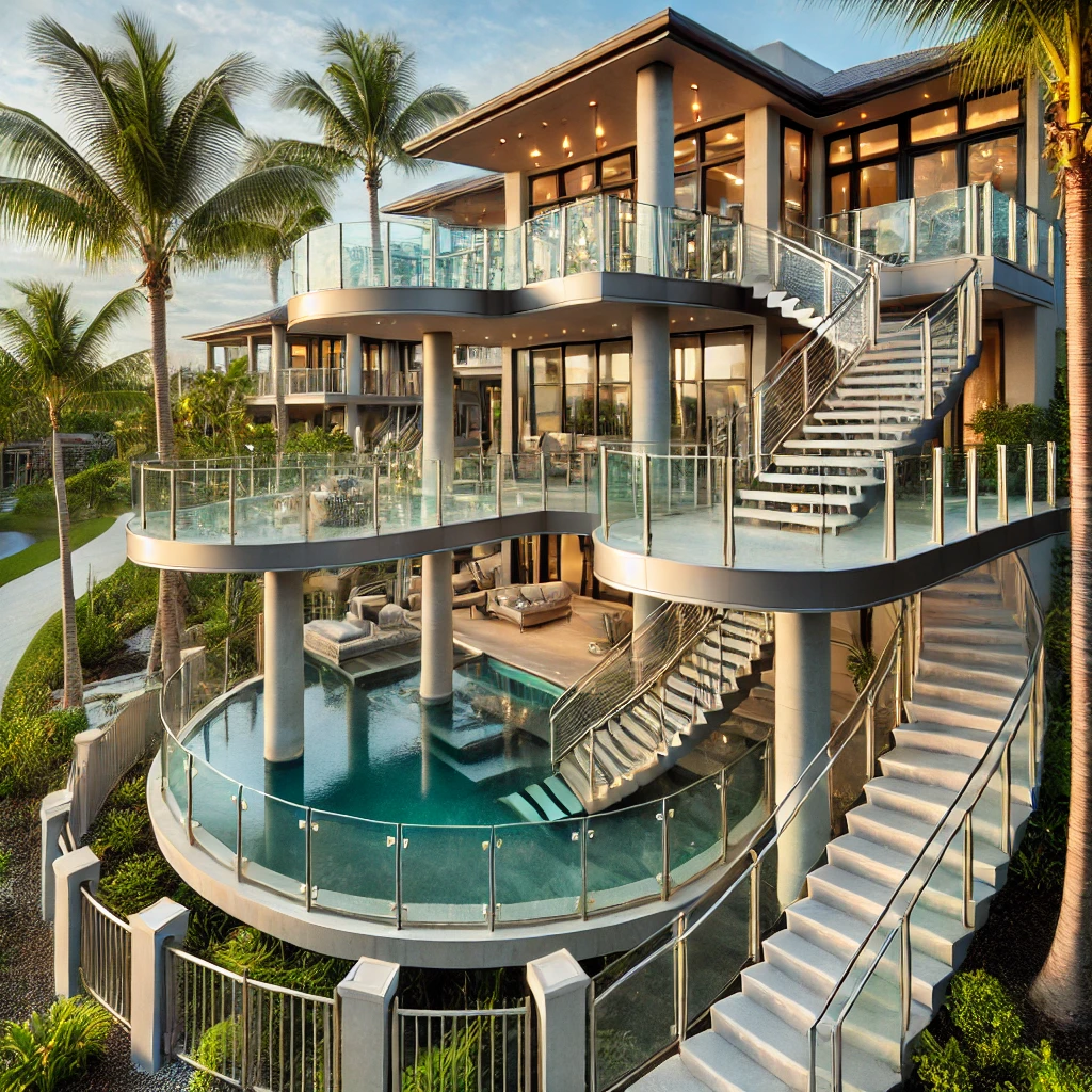 Custom metal and glass railing installations in Coquina Sands, Naples, FL. Call now for luxury residential railing services. naplesrailing.com