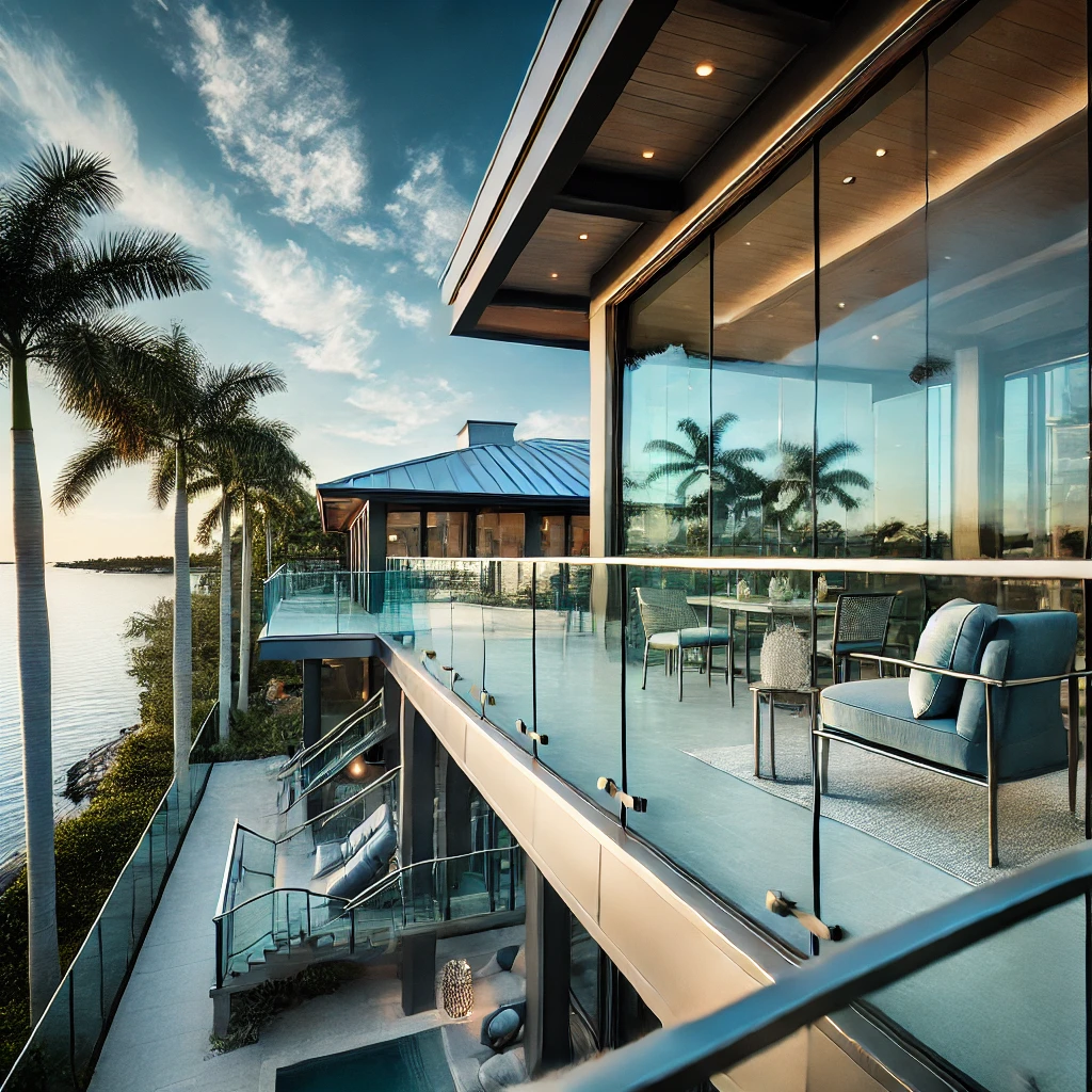 Premium custom glass railings for luxury homes in Naples, FL. Expertly installed by top-rated railing contractors. Call now for a free quote. naplesrailing.com