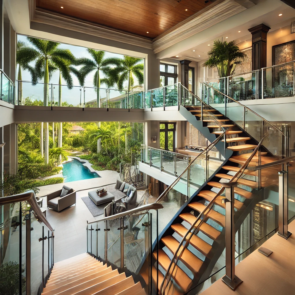 Explore custom railing designs for staircases that blend style and functionality in luxury homes in Naples. naplesrailing.com