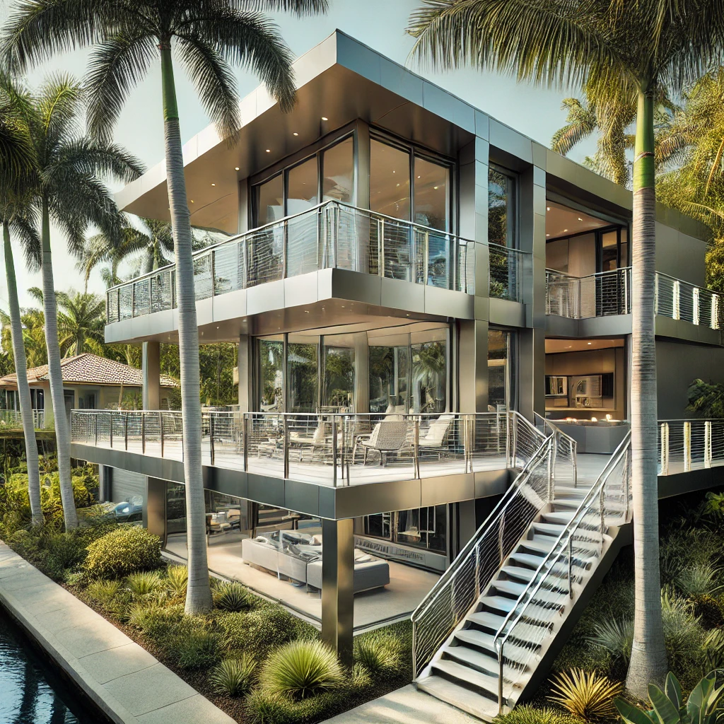 Custom stainless steel railings for modern homes in Naples, FL. Sleek and durable designs for staircases, decks, and balconies. Contact us today. naplesrailing.com