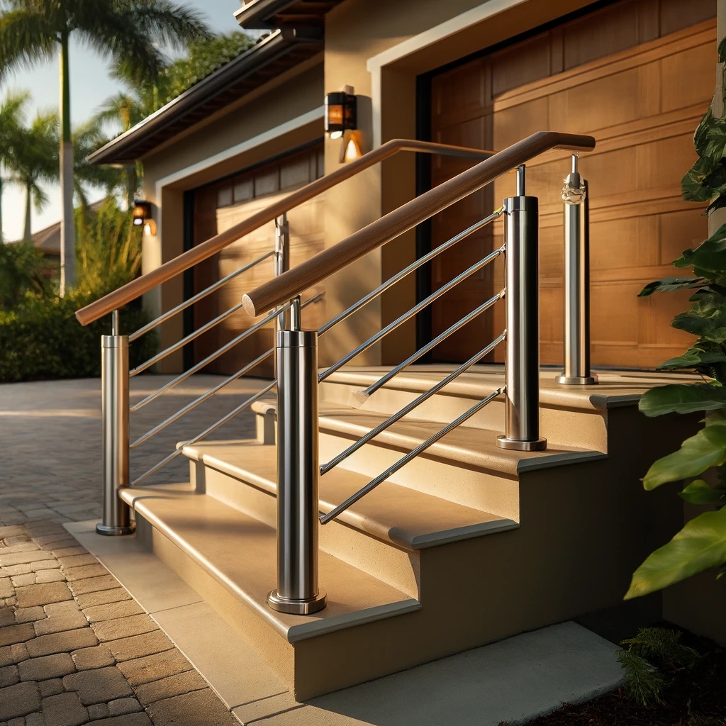 Explore Handrail for Garage Steps in Naples, Florida, offering high-quality craftsmanship and sleek, modern designs. Transform your space with luxury railing solutions. naplesrailing.com