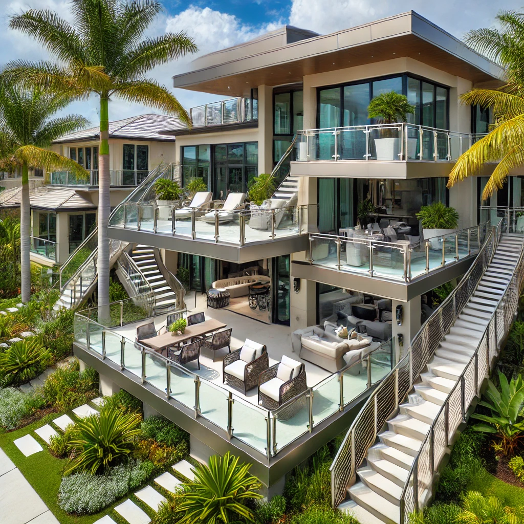 Custom railing installations in Moorings, Naples, FL. Luxury metal and glass railings for residential properties. Call today for a free consultation. naplesrailing.com