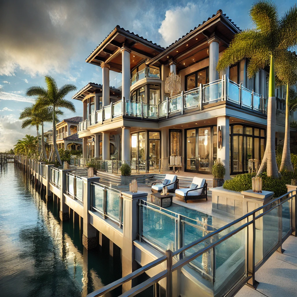 Custom railing installations for luxury homes in Port Royal, Naples, FL. We specialize in metal and glass railings. Call now for a free consultation. naplesrailing.com