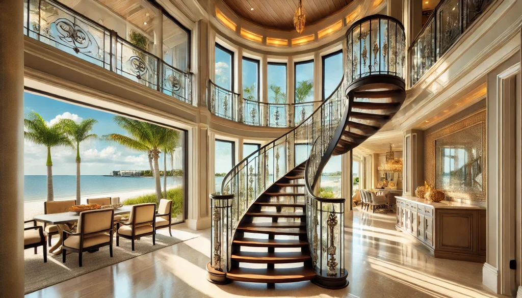 Explore Spiral Staircase Installation in Naples, Florida, offering high-quality craftsmanship and sleek, modern designs. Transform your space with luxury railing solutions. naplesrailing.com